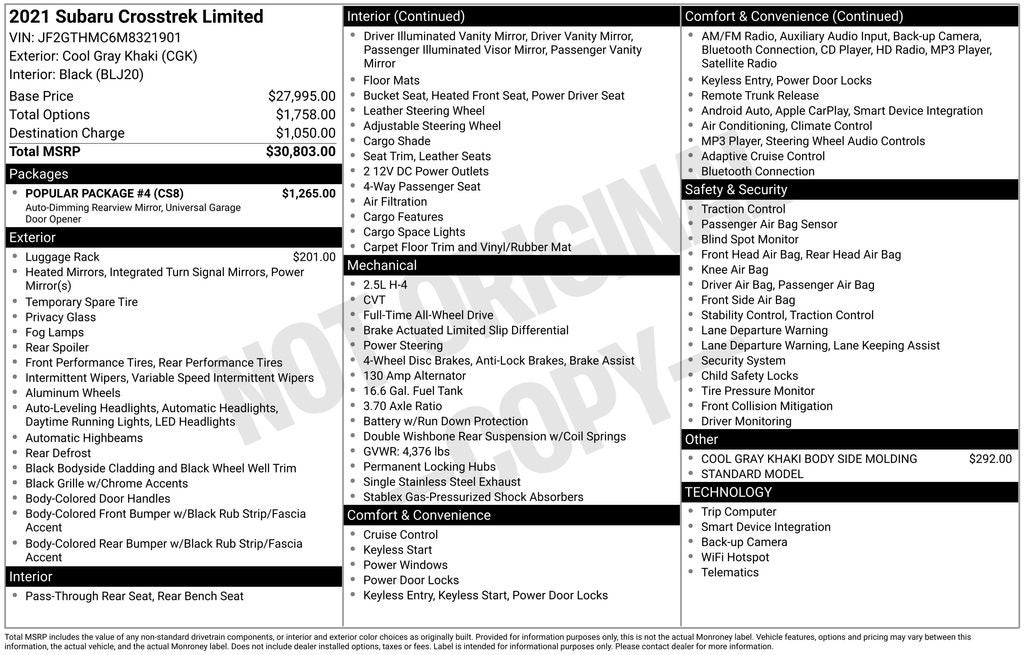 2021 Subaru Crosstrek Limited