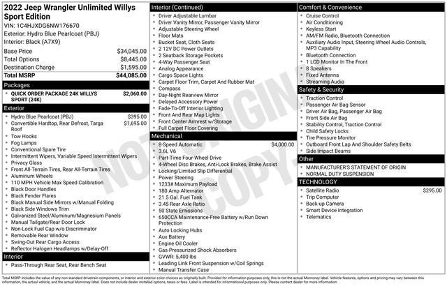 2022 Jeep Wrangler Unlimited Willys