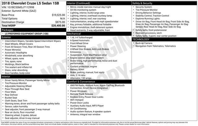 2018 Chevrolet Cruze LS