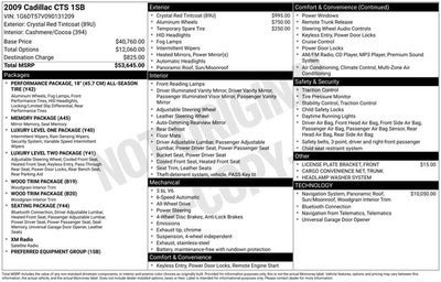 2009 Cadillac CTS Base 1SB