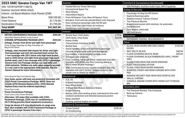 2023 GMC Savana 2500 Work Van