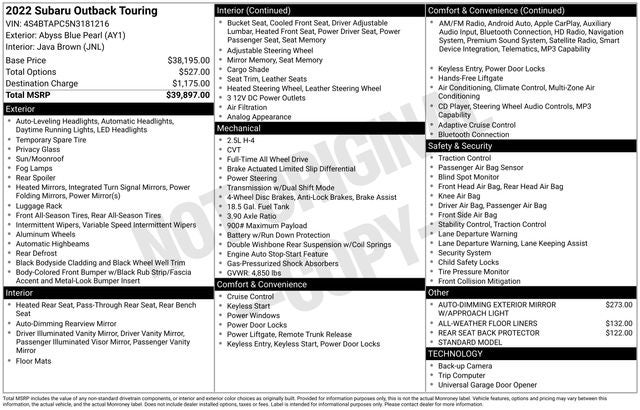 2022 Subaru Outback Touring