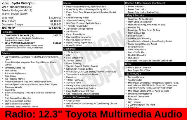 2026 Toyota Camry SE
