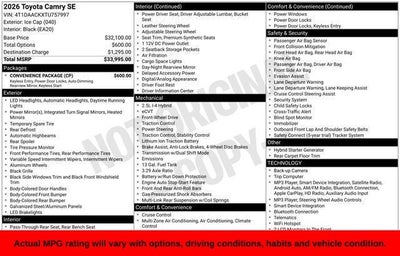 2026 Toyota Camry SE