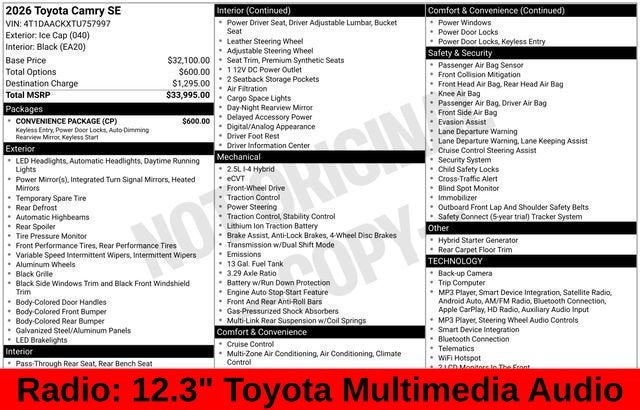2026 Toyota Camry SE