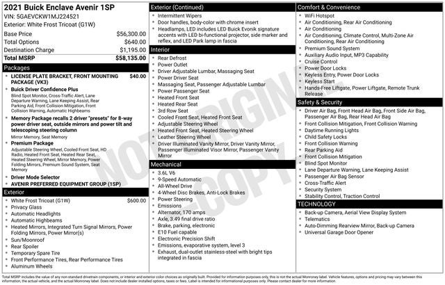 2021 Buick Enclave Avenir