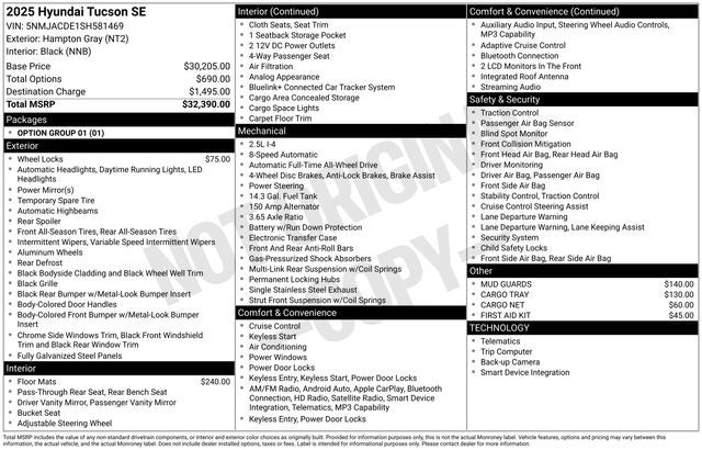 2025 Hyundai Tucson SE