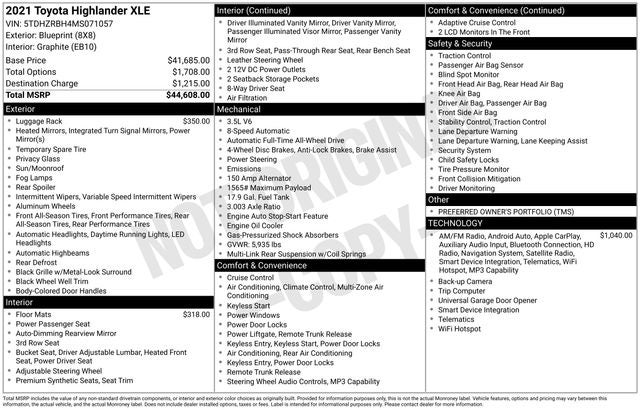 2021 Toyota Highlander XLE
