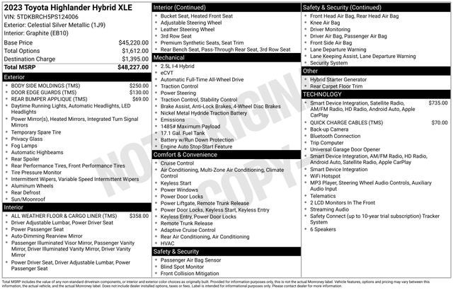 2023 Toyota Highlander Hybrid XLE