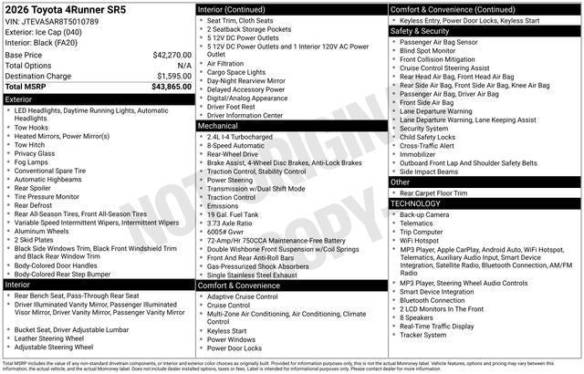2026 Toyota 4Runner SR5