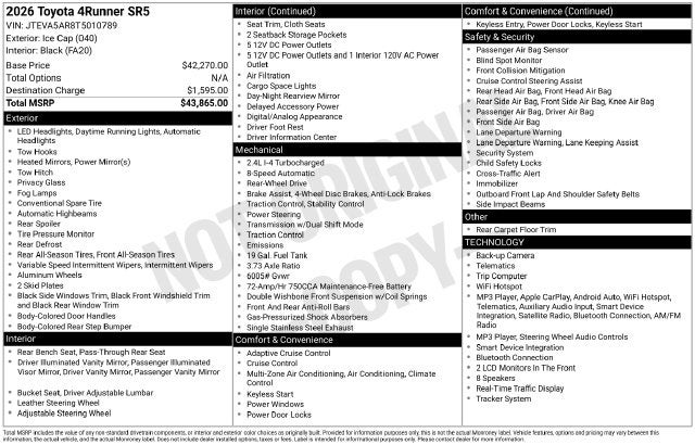2026 Toyota 4Runner SR5