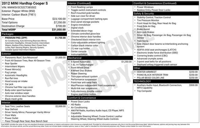 2012 MINI Cooper S Base